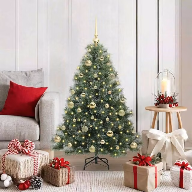 Berkfield Home Artificial Green Christmas Tree with 150 Warm White LEDs, Height: 120 cm – 1