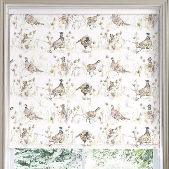 Voyage Bowmont Made to Measure Blackout Roller Blind in Pheasant Floral Pattern, Multicolour