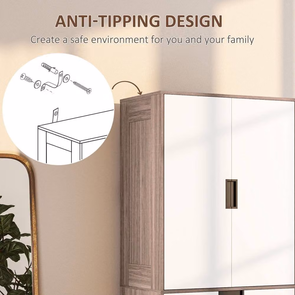 STILVORA Modern Wardrobe with 2 Hinged Doors and 3 Internal Drawers in Brown and White – 5