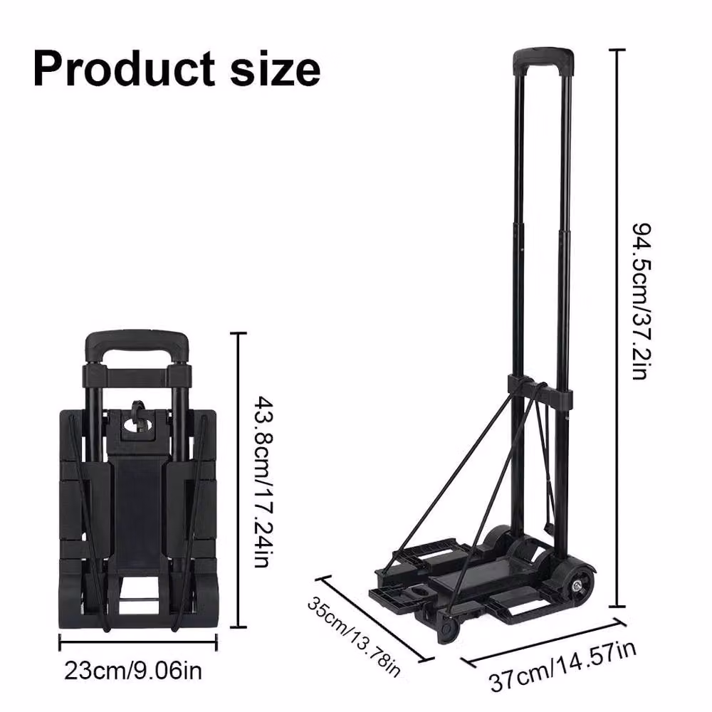 NESTLUNE Heavy Duty Folding Lightweight Hand Sack Trolley Cart in Black, W: 52 cm, H: 1000 cm – 2