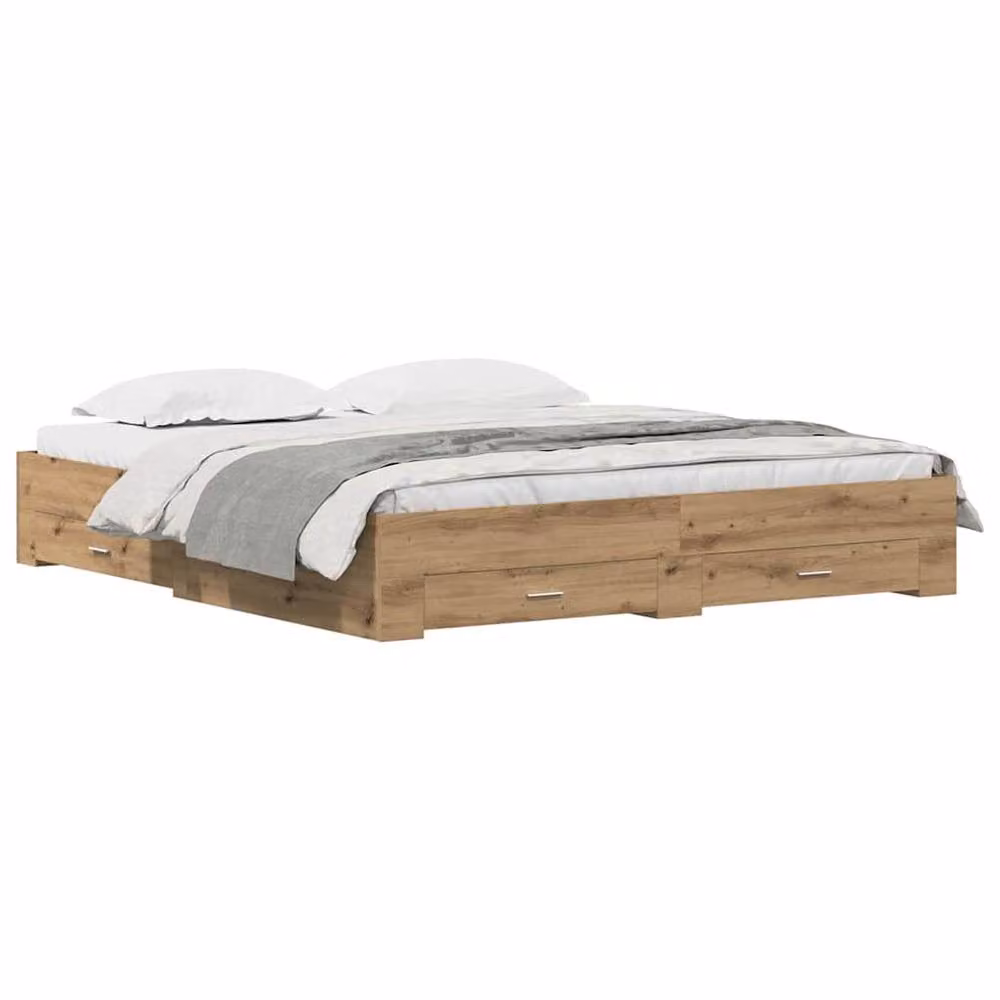 Berkfield Home Artisan Oak Bed Frame with Drawers, Brown, W/D/H: 180 x 200 cm – 2