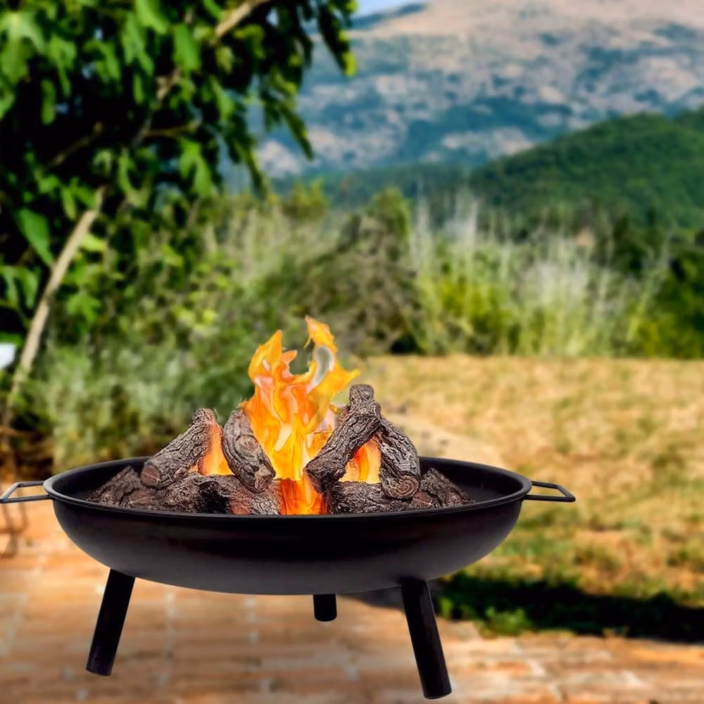 KORVIXA Round Fire Pit Basket Large Black Diameter: 100 cm – 3