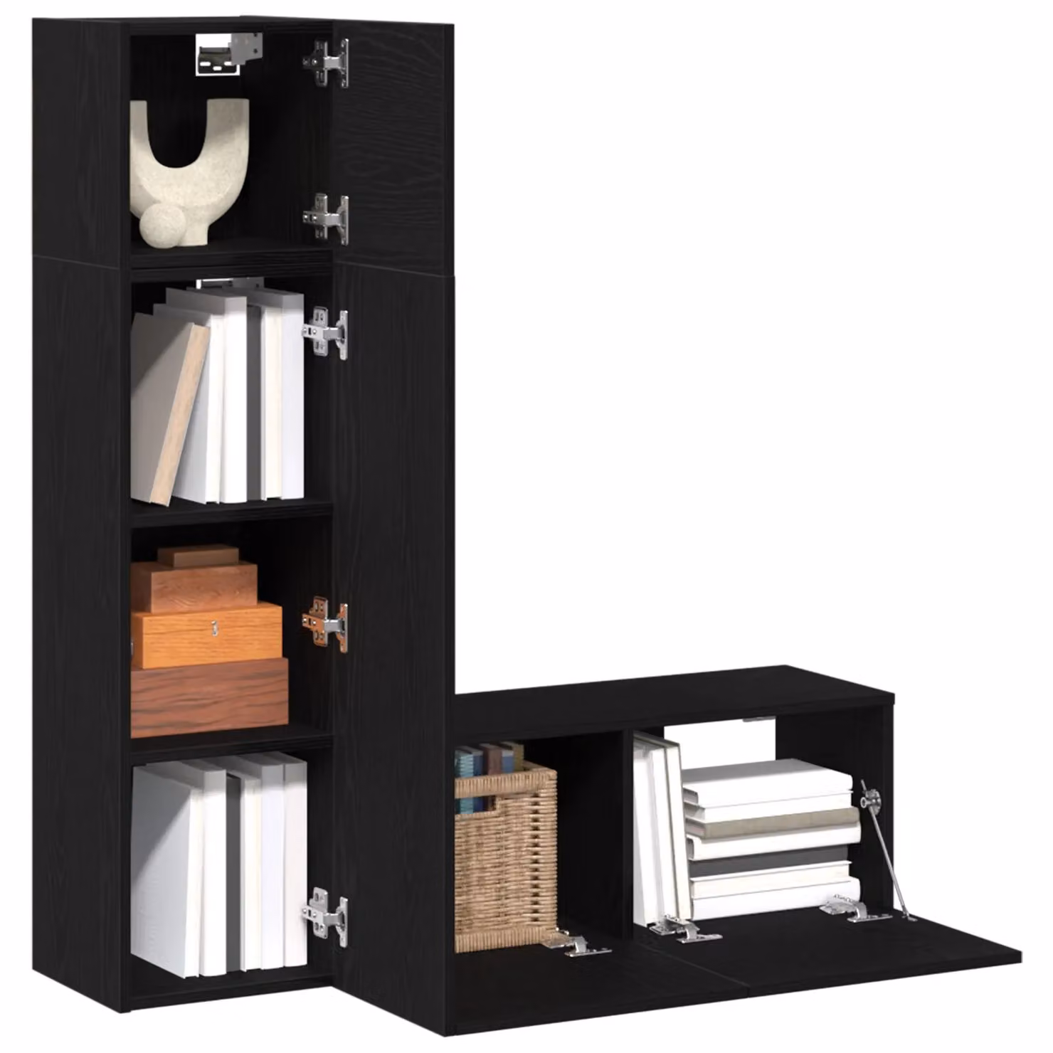 Berkfield Home 3 Piece Modern Black Oak TV Cabinet Set in Engineered Wood – 3
