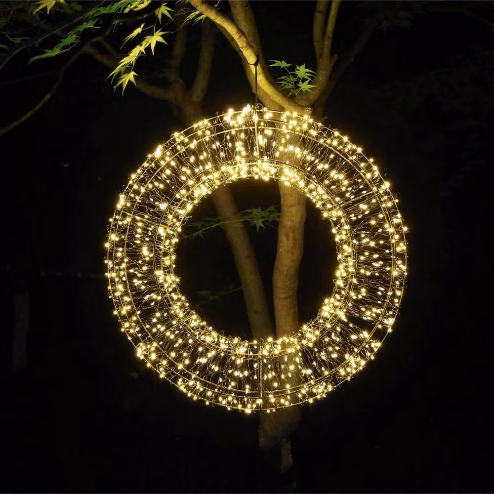 Pegdev Pre-Lit Christmas Wreath with 960 Warm White Micro LEDs and 10% Twinkling Effect, Diameter: 58 cm – 2