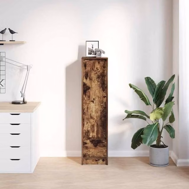 Berkfield Home Smoked Oak Highboard in Brown, W/D/H: 29.5 x 34.0 x 119.5 cm – 1