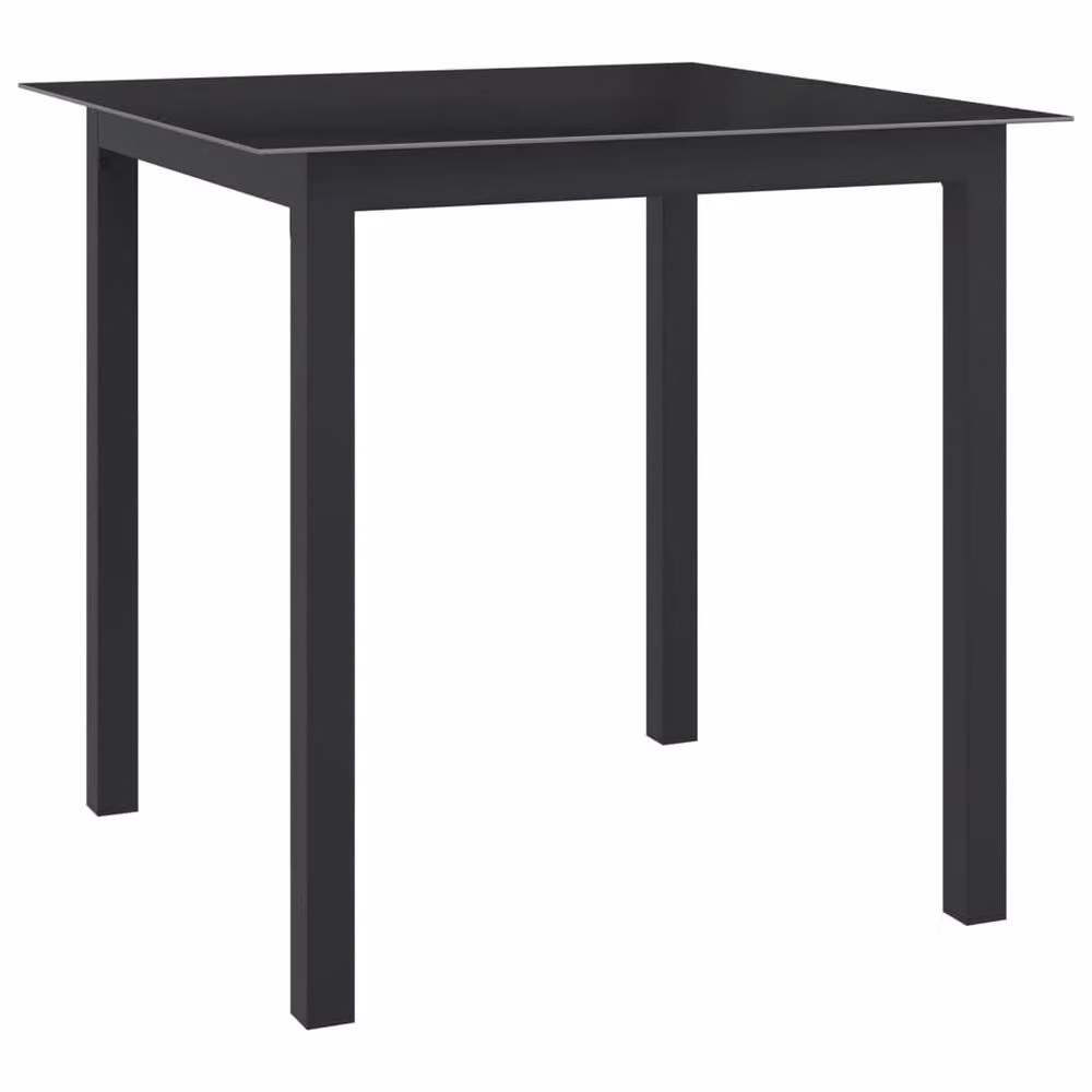 Berkfield Home Square Garden Table in Black Powder Coated Aluminium and Glass, W/D/H: 80 x 80 x 74 cm – 2