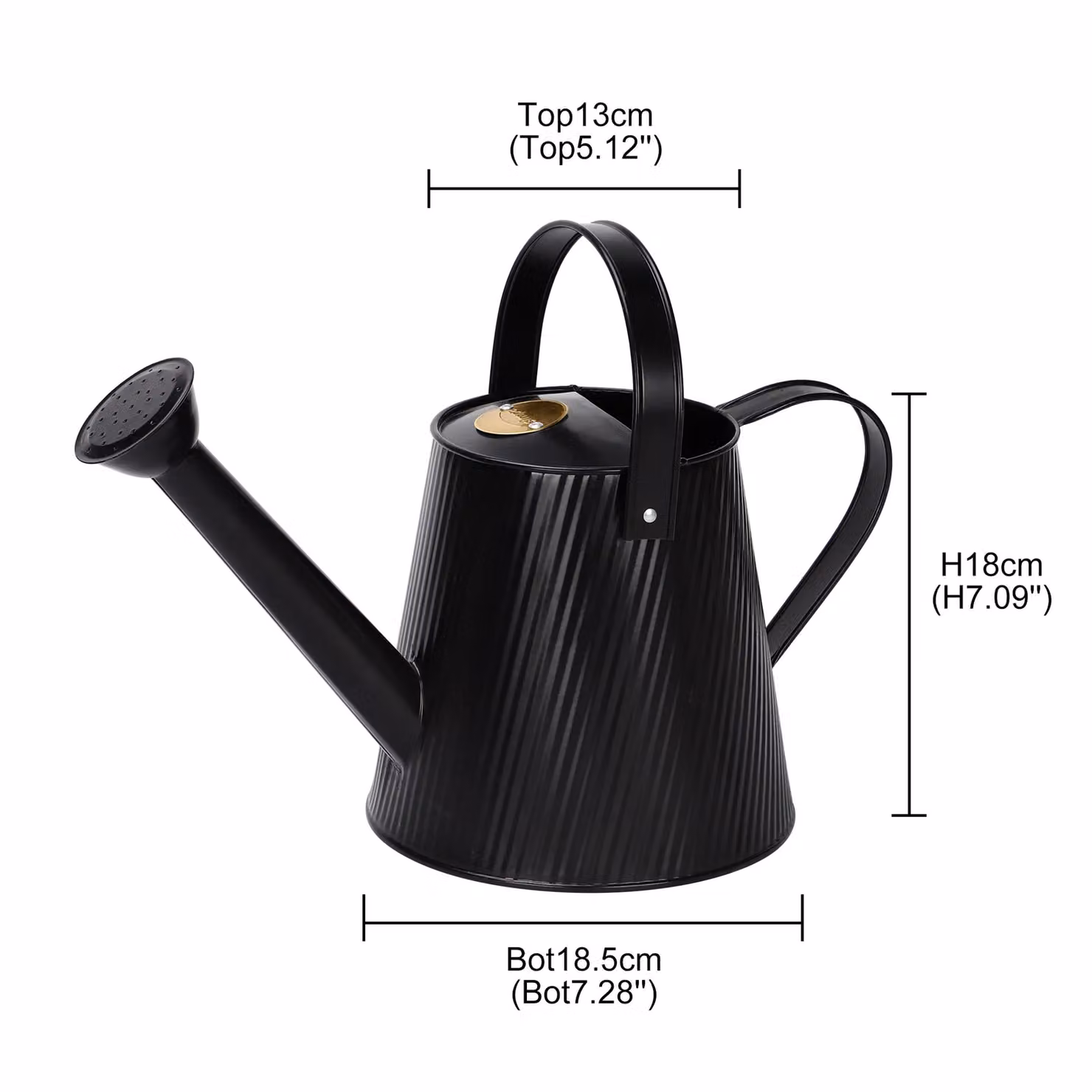 Simpa Metal Watering Can with Rose in Black, 3 l – 2