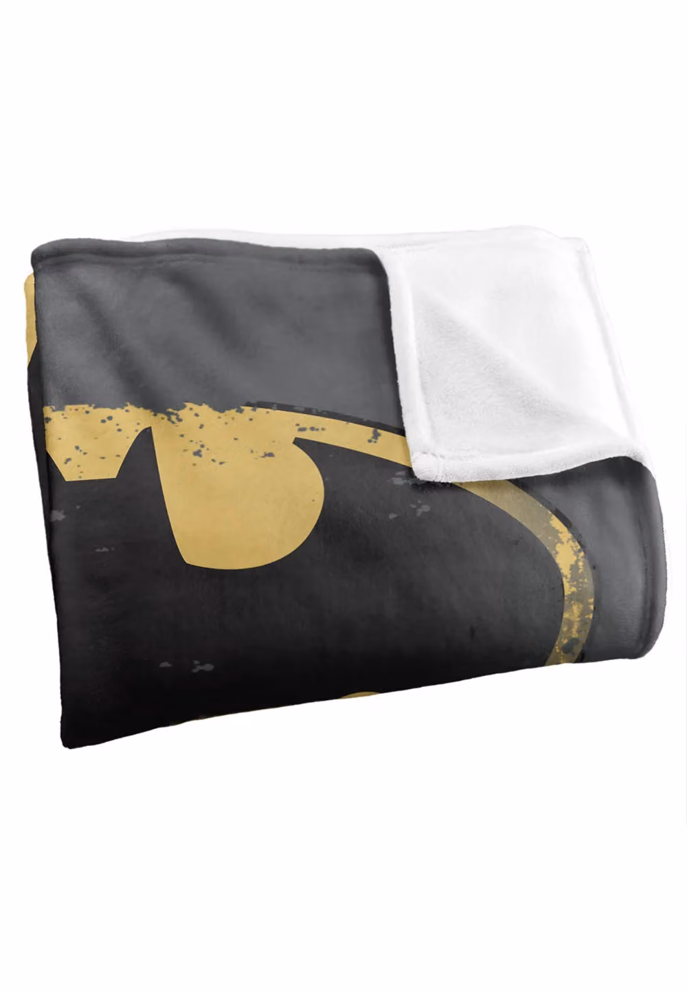DC Comics Batman Distressed Shield Fleece Blanket in White, W: 152 cm, D: 127 cm – 2