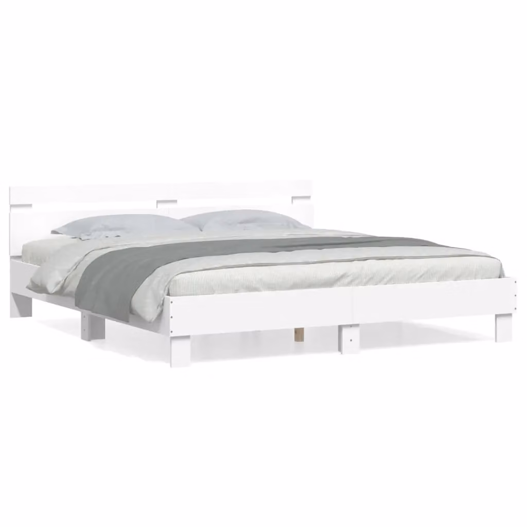 Berkfield Home Super King Bed Frame in White, W/D/H: 180 x 200 cm – 2