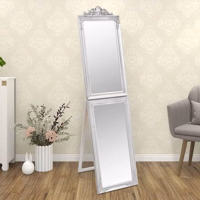 Berkfield Home Silver Free-Standing Rectangular Mirror W: 45 cm, H: 180 cm