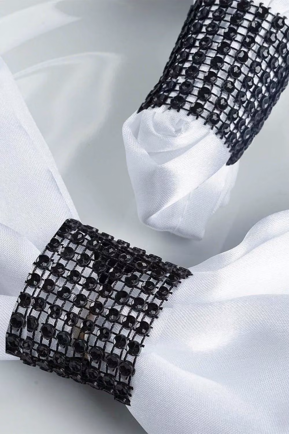 Neel Blue Set of 10 Black Stripe Buckle Napkin Ring Holders, W: 13 cm, D: 4 cm, H: 4 cm – 5