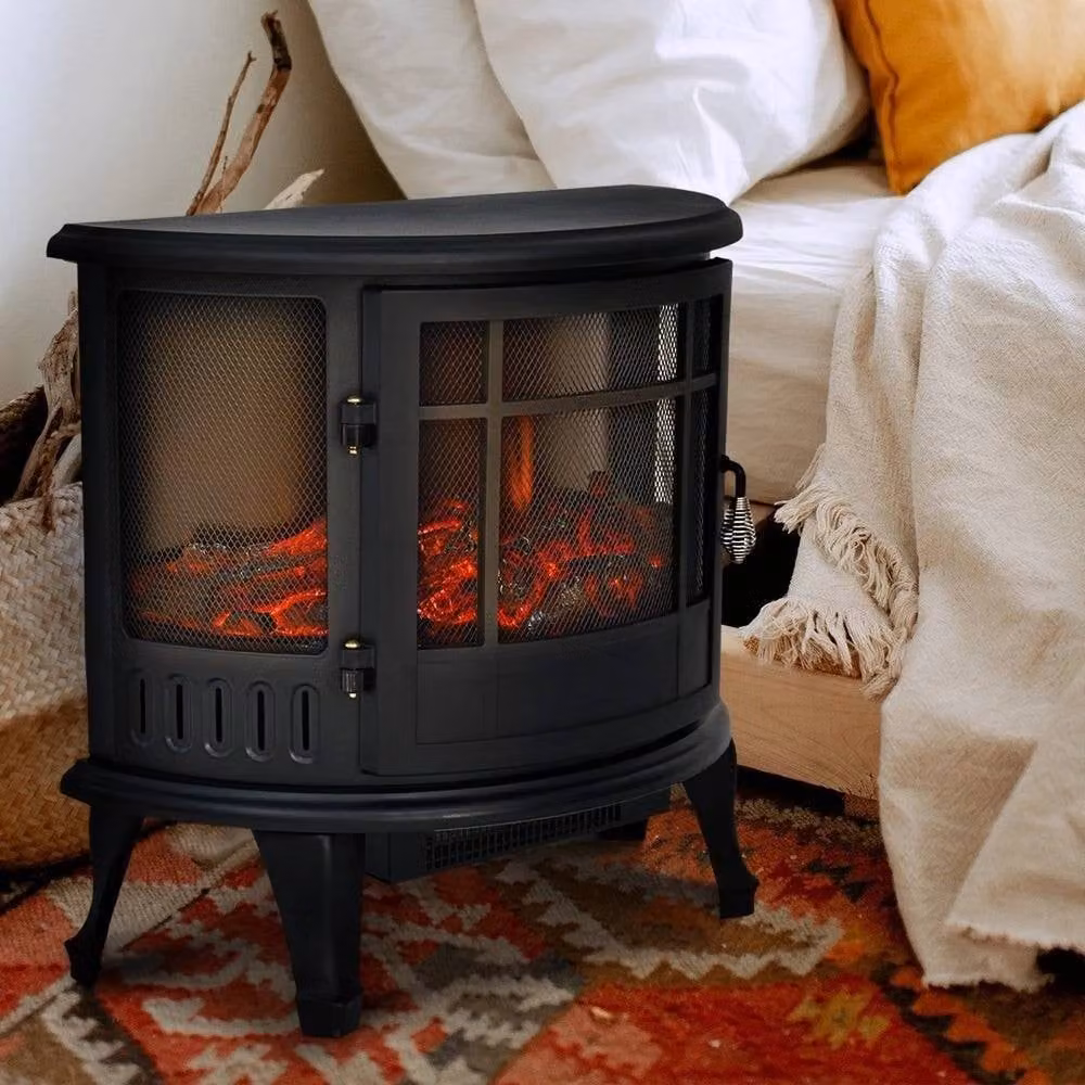 KORVIXA Black Thermal Simulation Wood Electric Stove Heater, W/D/H: 127 x 25.34 x 68 cm – 4