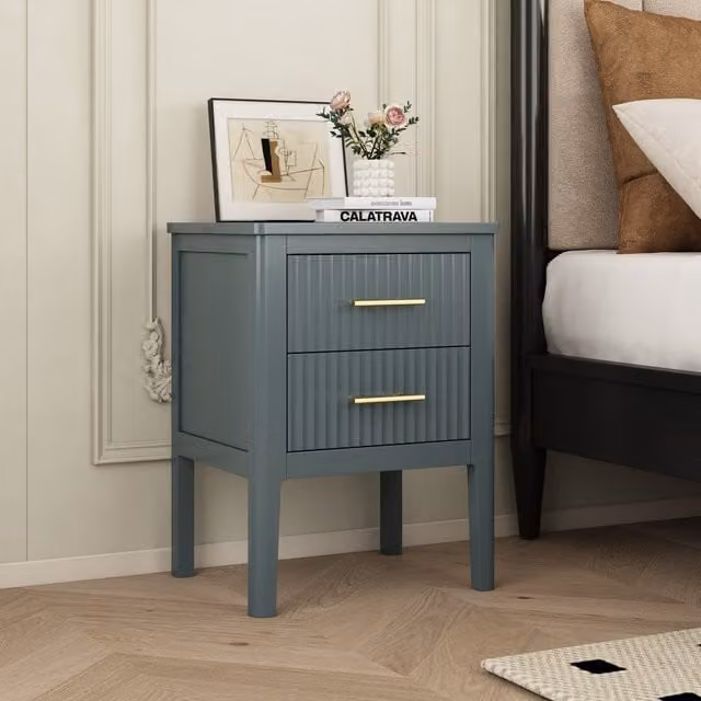 Cabinet Bits Palau 2 Drawer Bedside Table in Grey