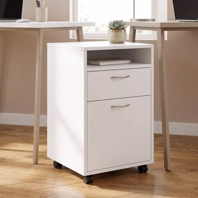STILVORA White Modern Filing Cabinet with Drawer, Hinged Doors and Internal Shelves, W/D/H: 60 x 35 x 40 cm