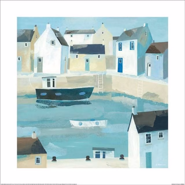 Claire Henley Little Harbour Maritime Paper Poster in Blue and Multicolour