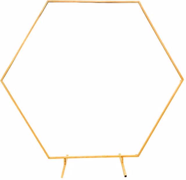 Neel Blue Gold Hexagon Arch Metal Backdrop Stand for Weddings and Parties – 1