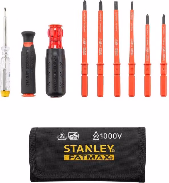 Stanley Fatmax VDE Multipurpose Manual Screwdriver Set, 10 Pack, Multicolour