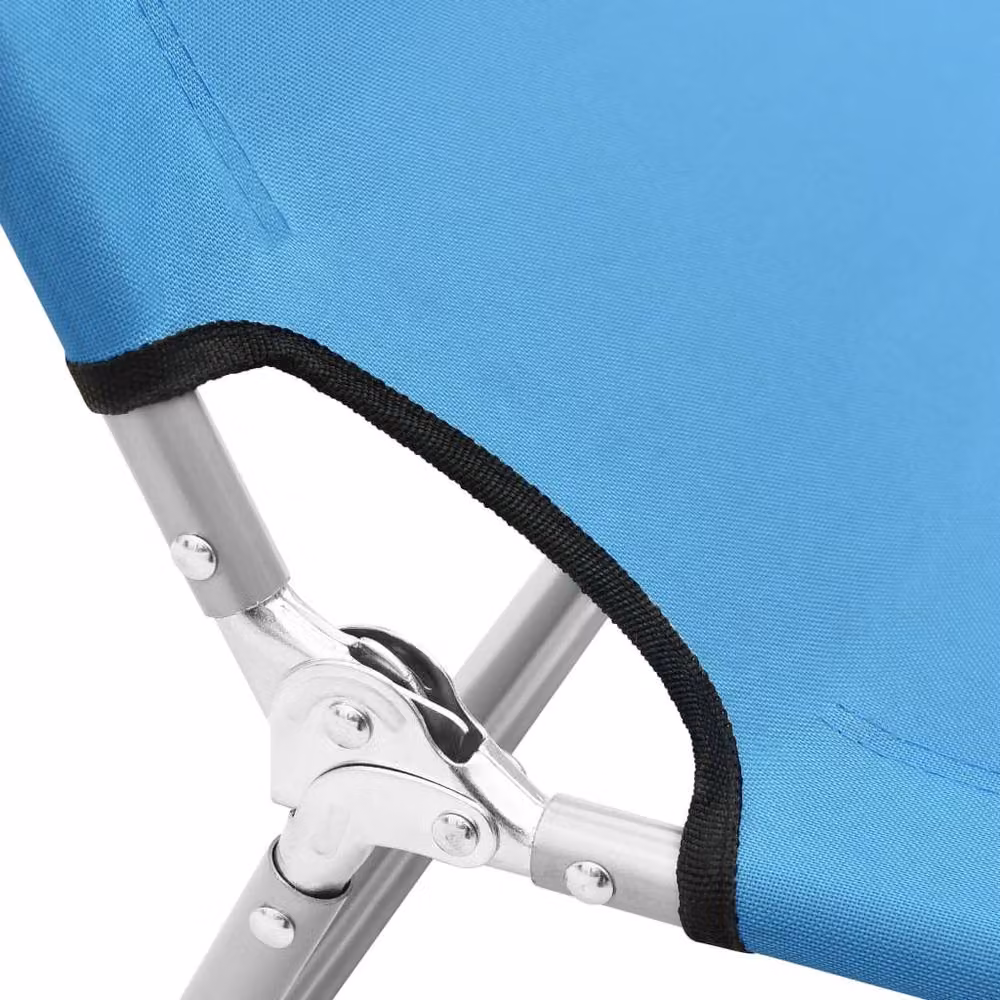 Berkfield Home Folding Sun Lounger with Adjustable Headrest in Turquoise Blue Powder Coated Steel and Textilene Fabric – 3
