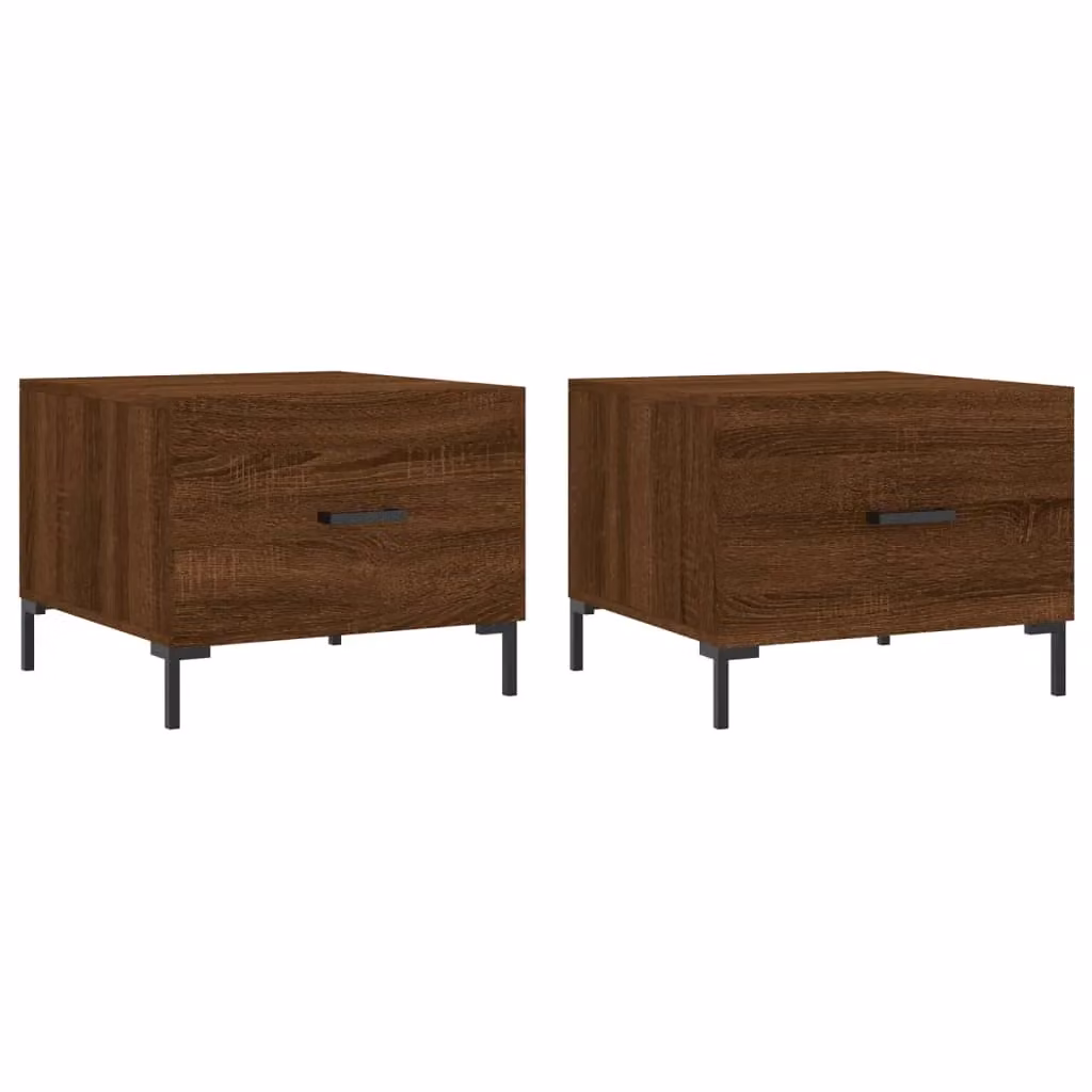 Berkfield Home Set of 2 Brown Oak Square Coffee Tables, W/D/H: 50 x 50 x 40 cm – 1