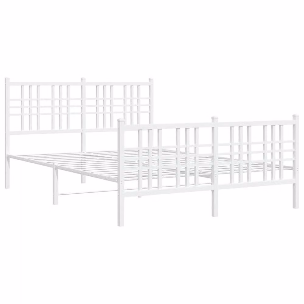 Berkfield Home Metal Bed Frame with Footboard, White, W/D/H: 120 x 190 cm – 3