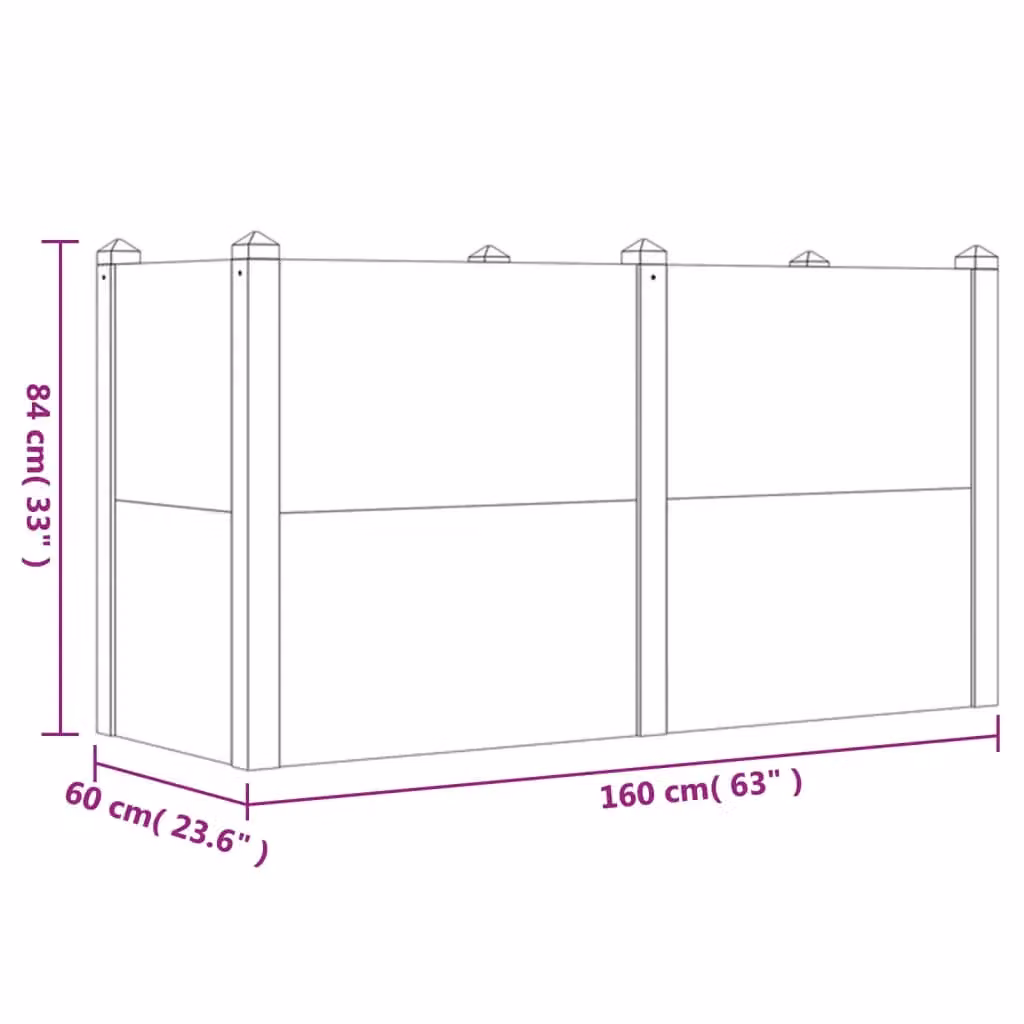 Berkfield Home Garden Wooden Raised Bed in Brown, W/D/H: 160 x 60 x 84 cm – 3