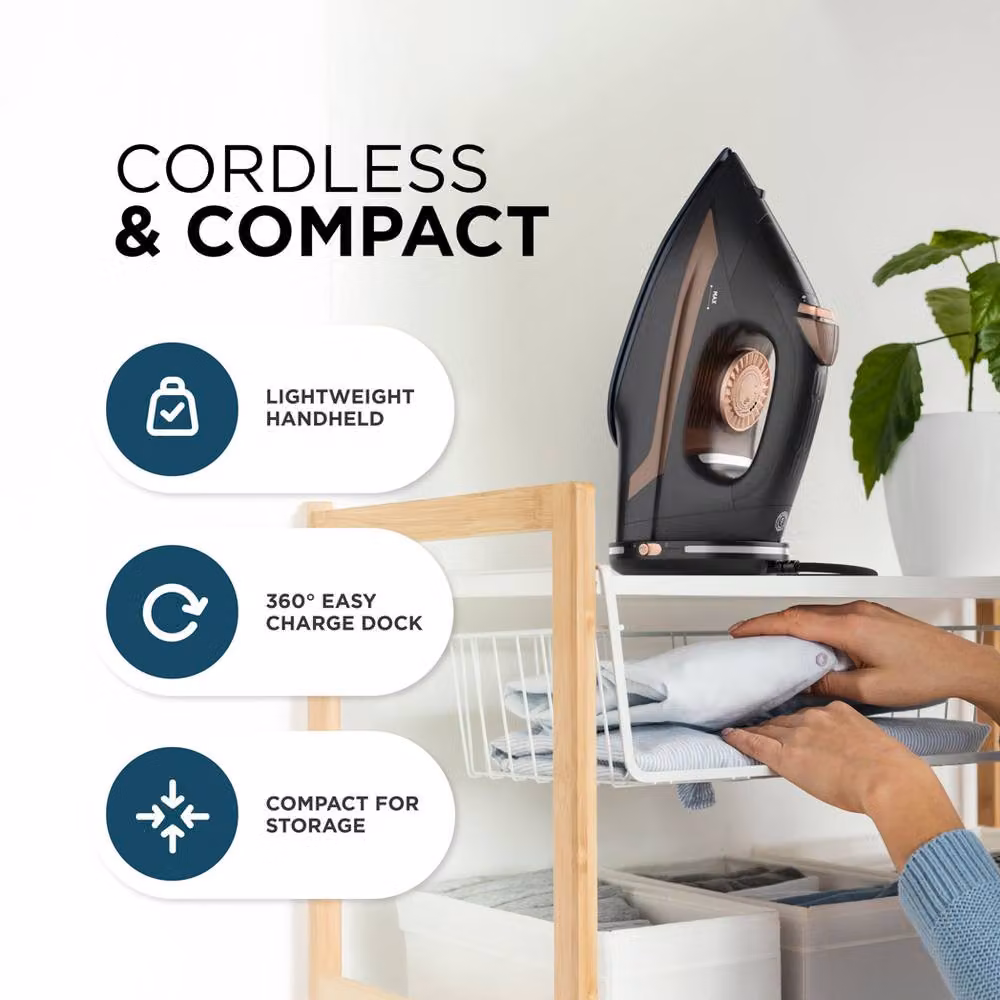 DMD Collective Cordless Steam Iron with Ceramic Non-stick Soleplate and Vertical Steam, 2800W, Black – 5