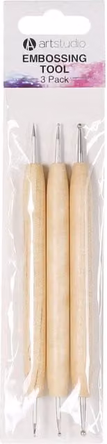 Art Studio Pack of 3 Beige Wood Craft Embossing Tools