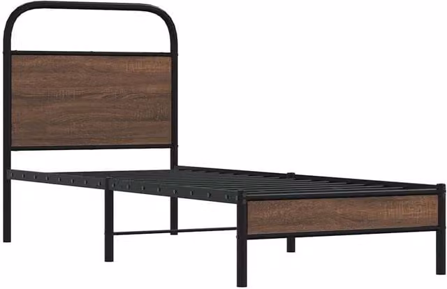 Berkfield Home Elegant Bed Frame in Brown Oak, W/D/H: 80 x 200 cm