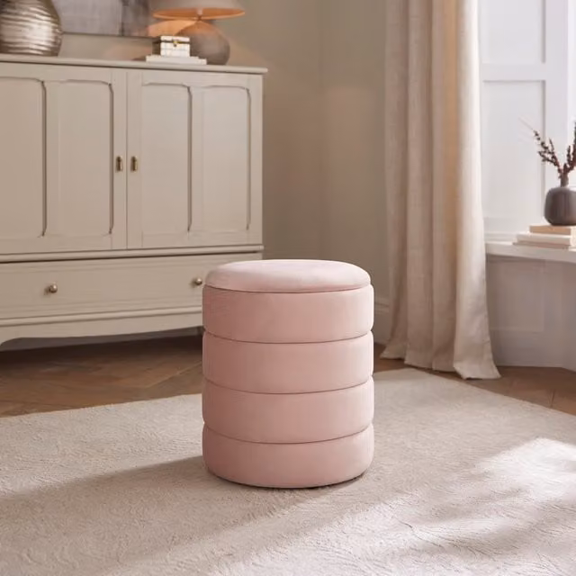 GFW Klara Soft Velvet Stool in Pink