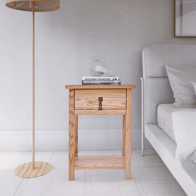 Cabinet Bits Montese 1 Drawer Bedside Cabinet in Brown Ash Wood