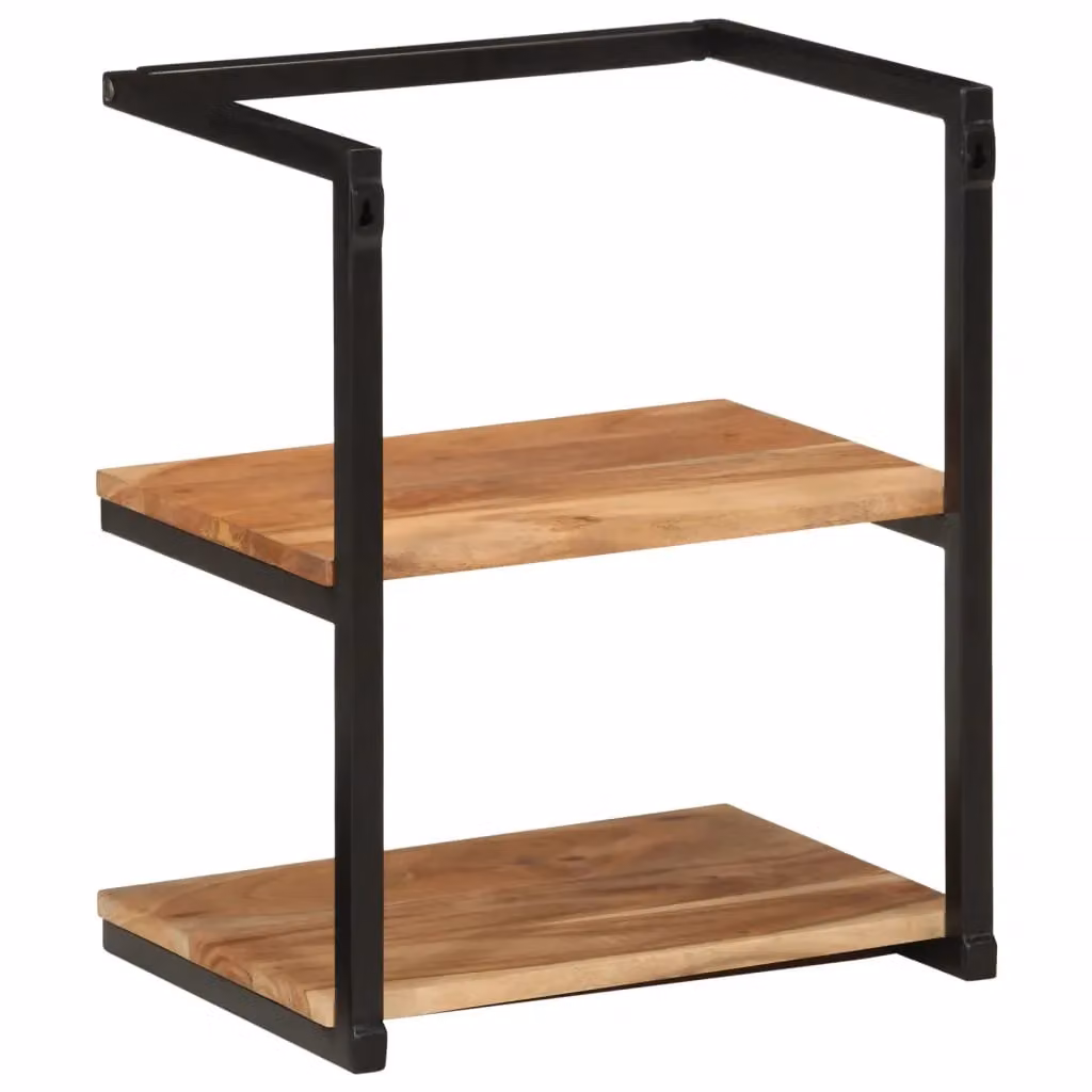 Berkfield Home Industrial Wall Mounted Shelf in Brown Acacia Wood and Metal, W/D/H: 40 x 30 x 50 cm – 3