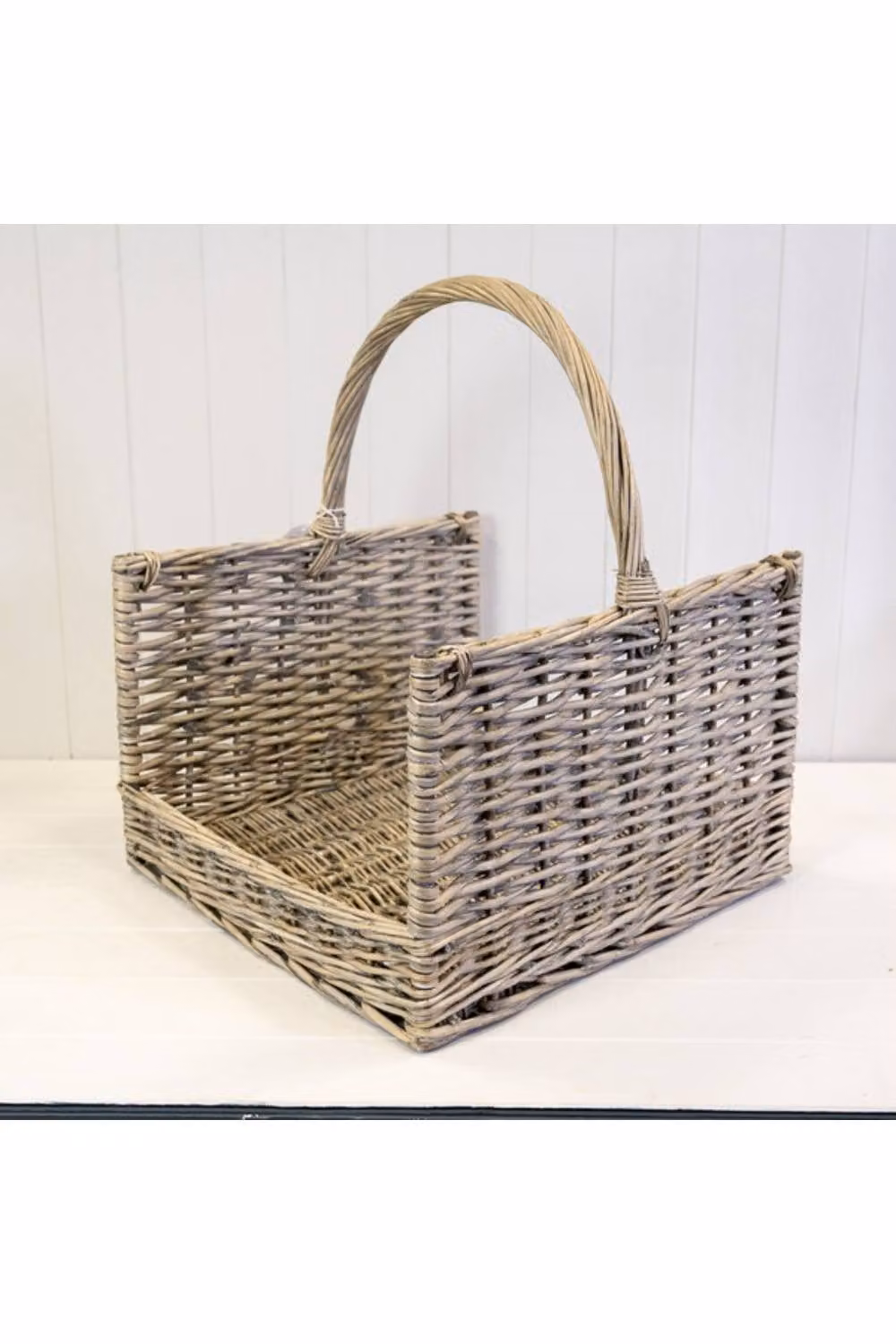 KDMD Greywash Willow Log Basket in Natural Brown and Grey Open Weave Wood and Rattan Design – 2