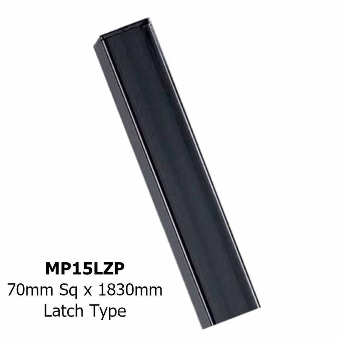 Burbage Iron Craft Square Flat Top Concrete-In Steel Post with Latch in Black, W: 7 cm, D: 7 cm, H: 183 cm – 2