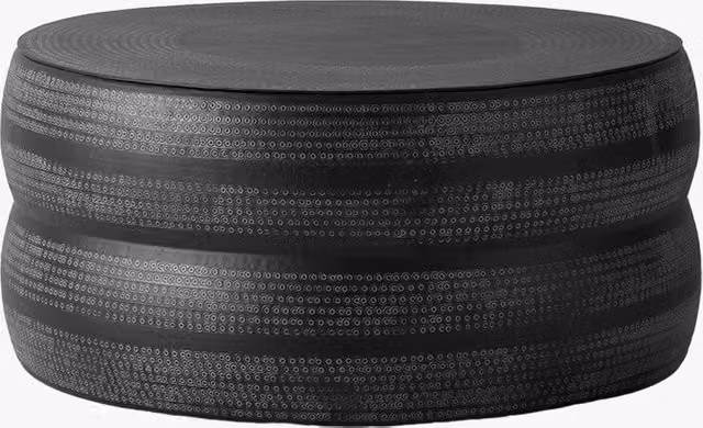 Perch & Parrow Nadia Round Boho Coffee Table in Black and Silver