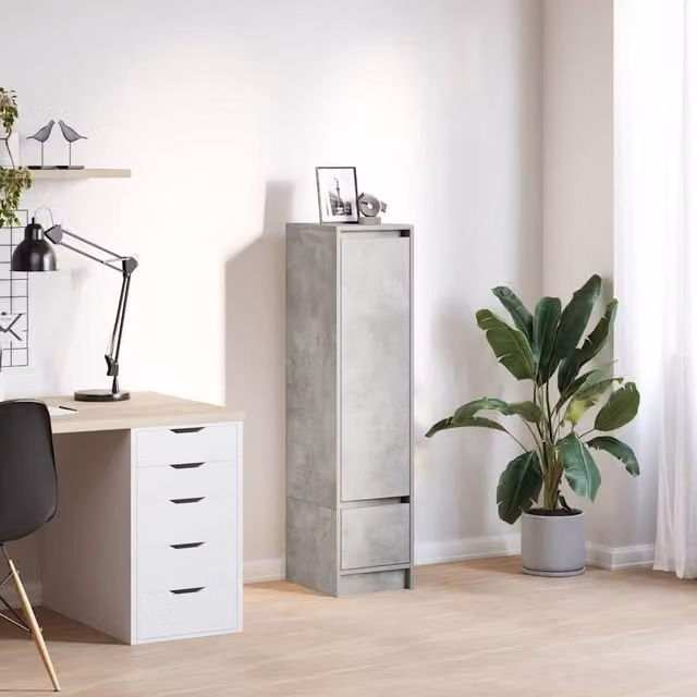 Berkfield Home Modern Highboard in Concrete Grey, W/D/H: 34 x 29.5 x 119.5 cm – 1