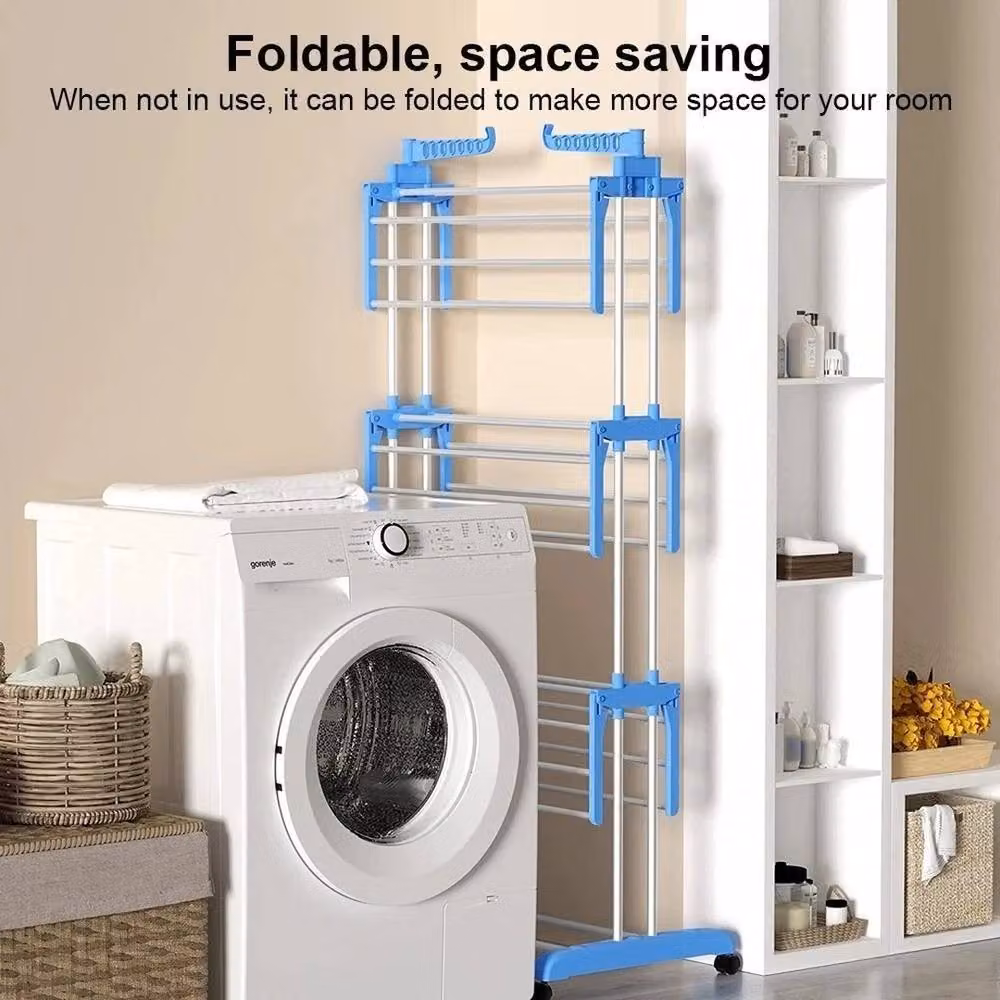Havendro Extra Large 4-Tier Foldable Clothes Drying Rack with Wing Arms in Blue – 2