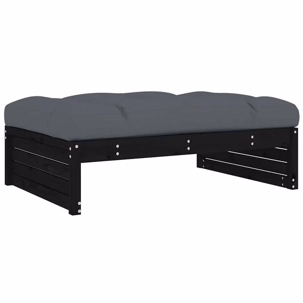 Berkfield Home Beautiful Garden Footstool in Black Solid Pine Wood W/D/H: 120 x 80 x 30 cm – 2