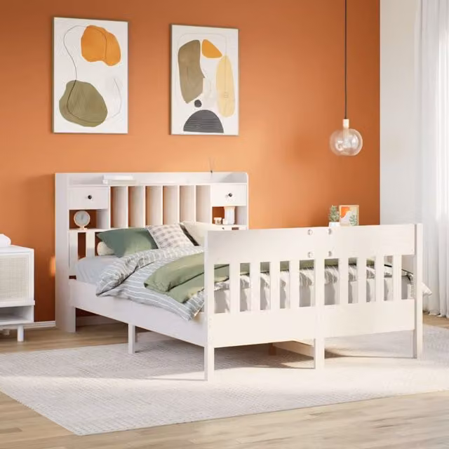 Berkfield Home King Size Solid Wood Pine Bed Frame with Drawers, White, W: 150 cm, L: 200 cm – 1