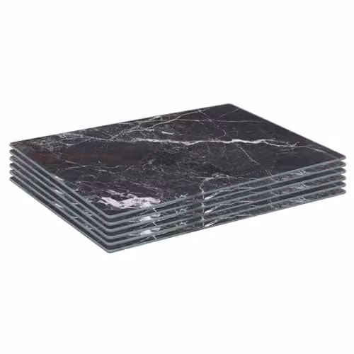 Harbour Housewares Black Glass Placemats, Set of 6, W: 30 cm, D: 20 cm – 1
