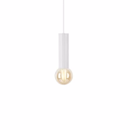 Netlighting Marvi Modern Slim Cylinder Pendant Ceiling Light in White with E27 Socket