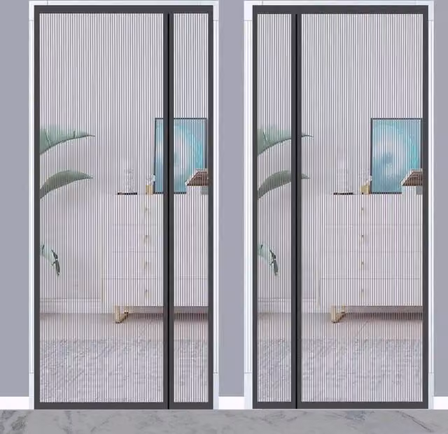 Kelvenix Magnetic Mesh Curtain Door in Grey, W: 100 cm, H: 220 cm – 1