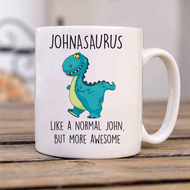 60 SECOND MAKEOVER Personalised Dinosaur Mug in White