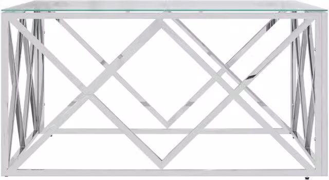 Berkfield Home Modern Square Coffee Table in Silver with Glass and Metal, W/D/H: 80 x 80 x 40 cm