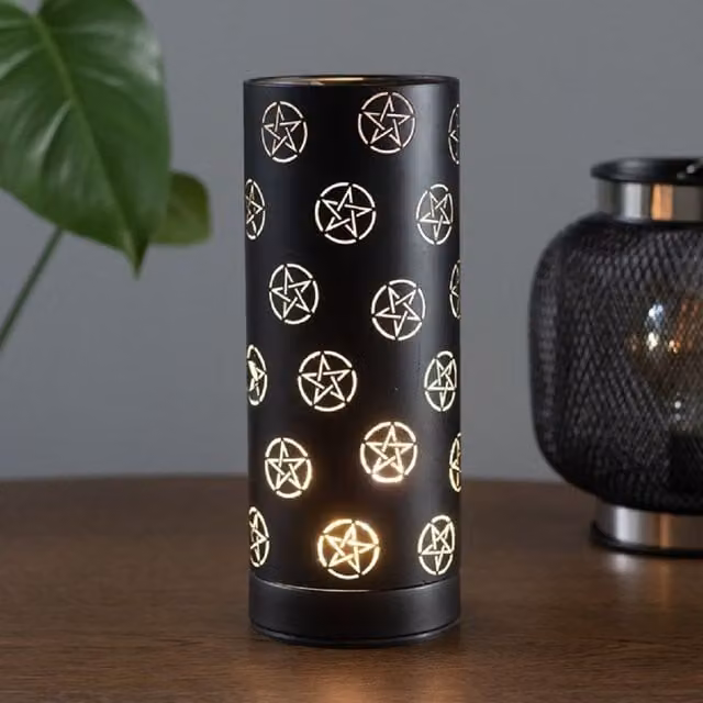 KDMK Pentagram Aroma Touch Lamp in Black Metal with USB Connectivity