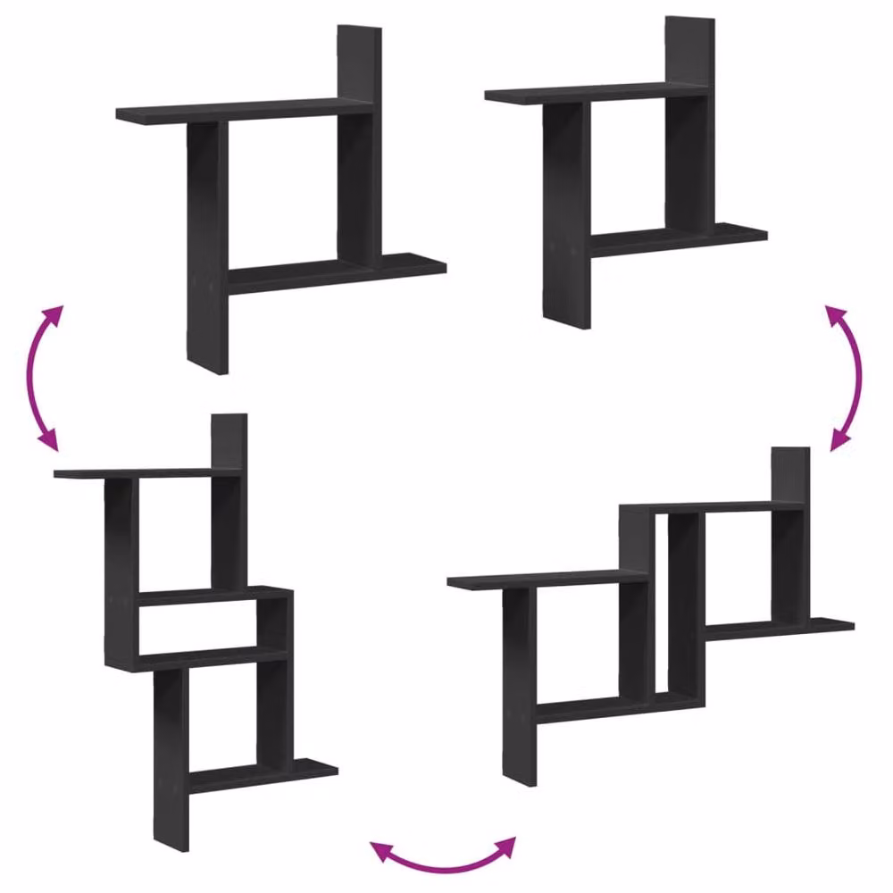 Berkfield Home Durable Wall Mounted Shelves, 2 Pack, Black, W/D/H: 50 x 12 x 50 cm – 3