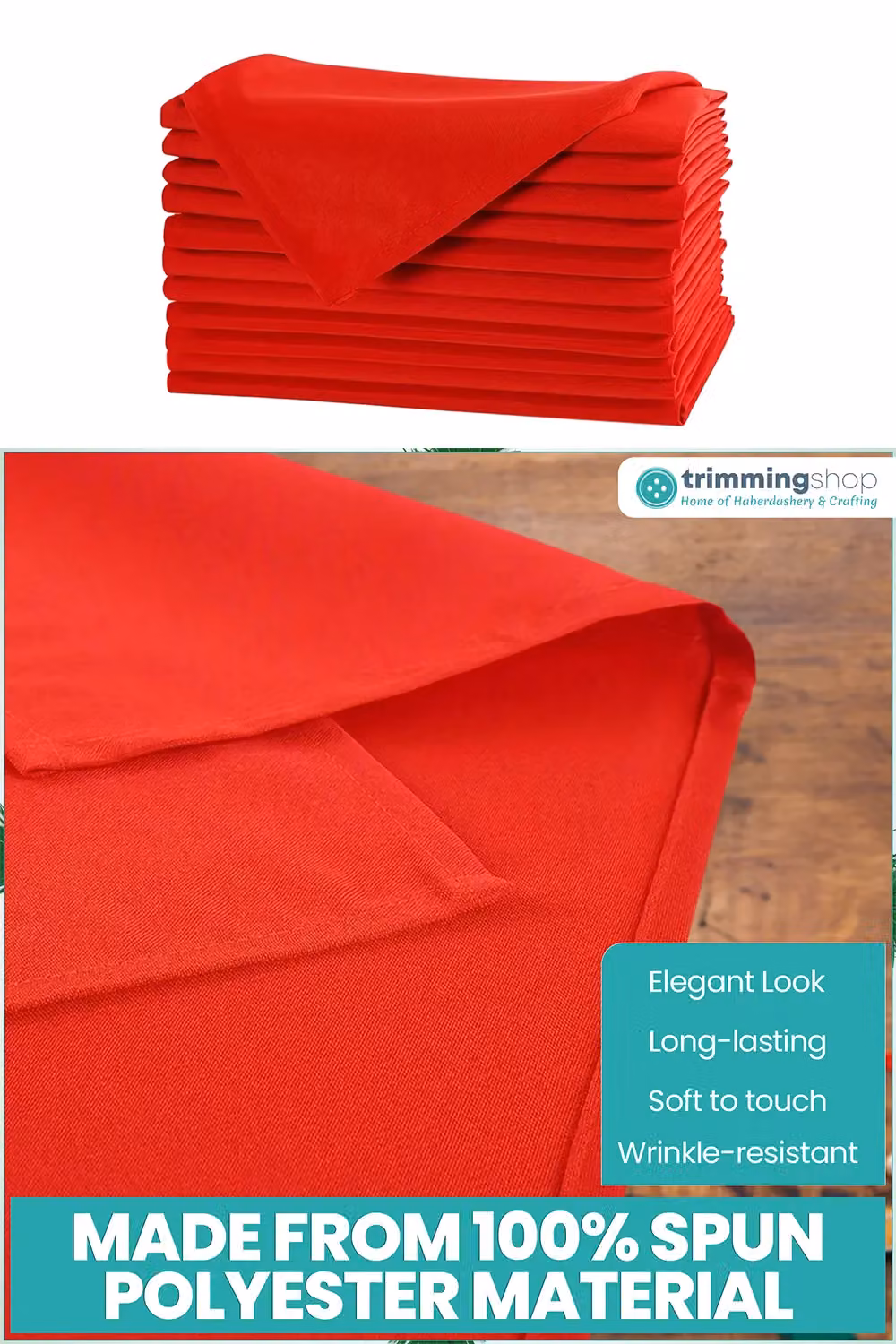 Neel Blue Red Christmas Table Napkins, 100% Spun Polyester, Stain-Resistant, 10 Pack, W/D/H: 50.8 x 50.8 x 0.5 cm – 3