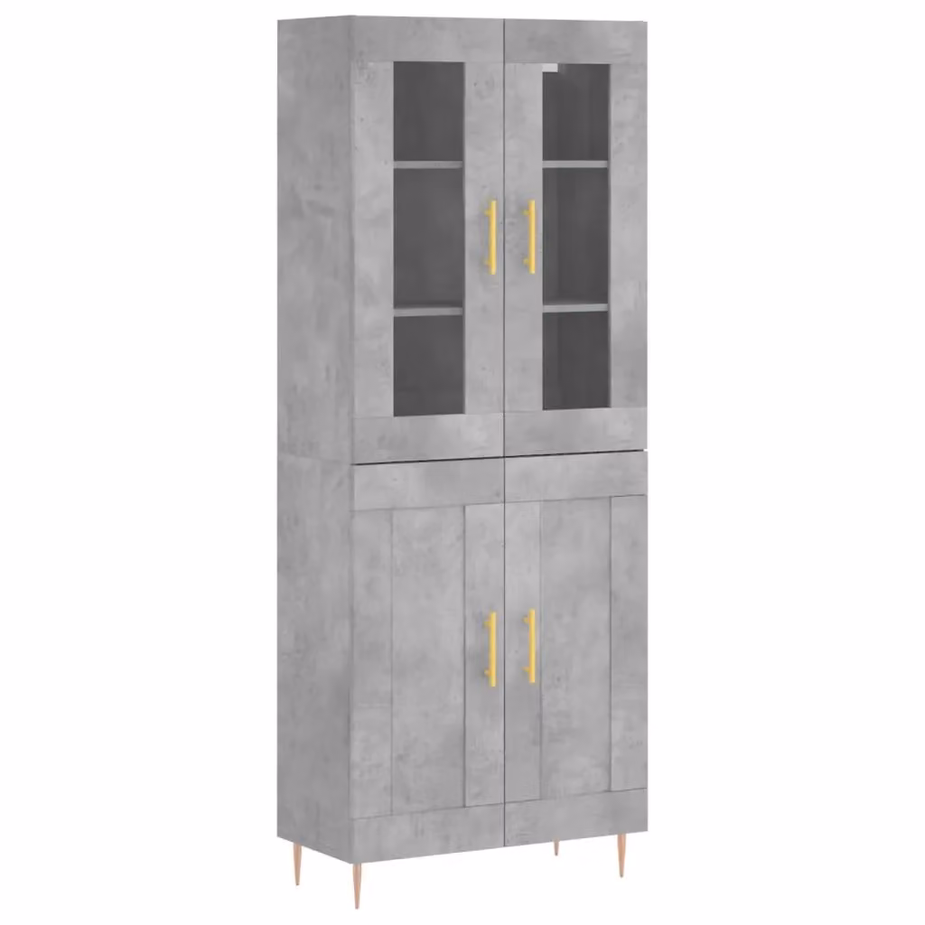Berkfield Home Modern Highboard in Concrete Grey with Glass Doors, W: 69.5 cm, D: 34 cm, H: 180 cm – 2