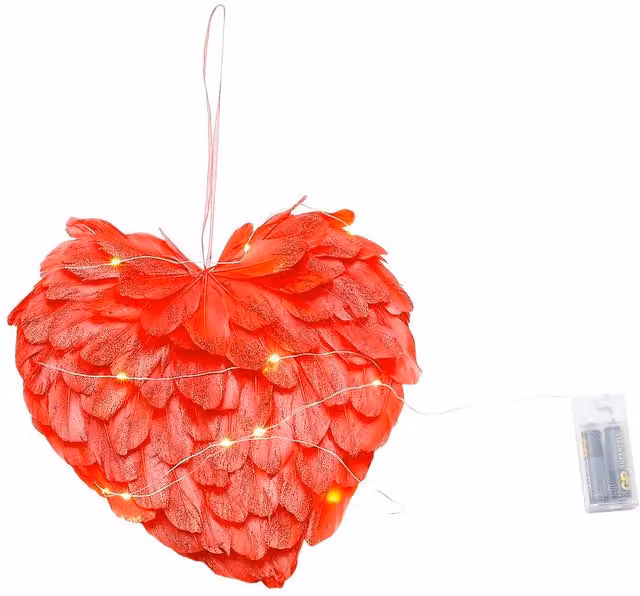 Living and Home Red Feather Heart LED Hanging Pendant Ornament – 1
