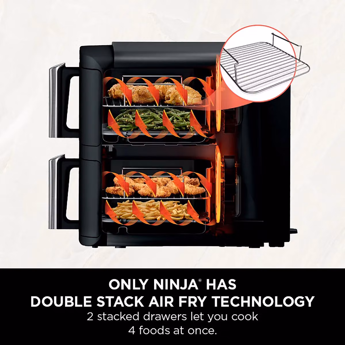 Ninja Double Stack 2-Drawer Dual Zone Air Fryer 7.6L SL300UK Black – 4