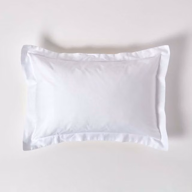Homescapes Organic Egyptian Combed Cotton Oxford Style Pillowcase, White